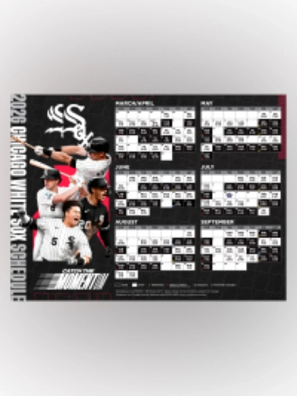 Chicago White Sox 2026 Magnetic Season Schedule Wall Poster - Black/White